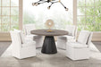 Broager 5 Pc Dining Table Set (Light Gray Swivel Chairs) - Visions in Furniture (La Mirada, CA)