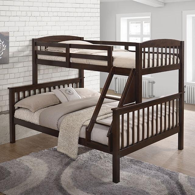 Brookings Twin/Full Bunk Bed White, Brown & Black - Visions in Furniture (La Mirada, CA)