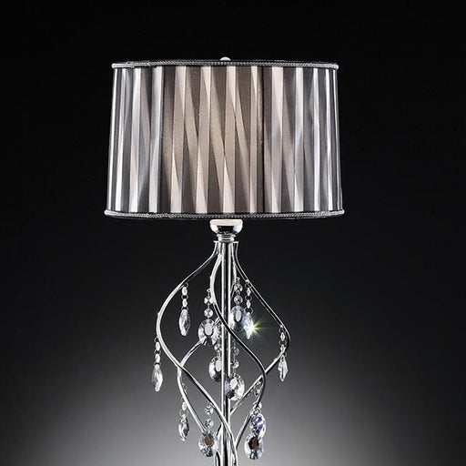 Arya Black/Chrome Table Lamp, Hanging Crystal - Visions in Furniture (La Mirada, CA)