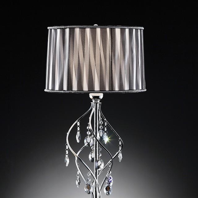 Arya Black/Chrome Table Lamp, Hanging Crystal - Visions in Furniture (La Mirada, CA)