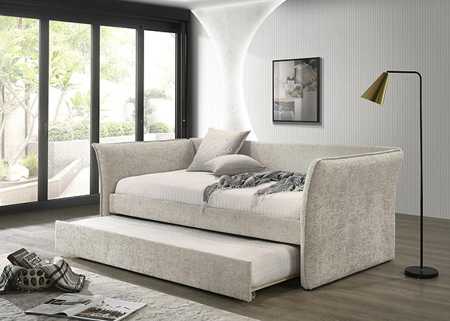 Yuri Twin Daybed w/ Trundle Beige - Visions in Furniture (La Mirada, CA)
