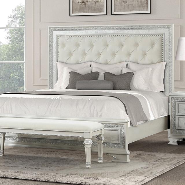 Stella Mia E.King & Queen Bed White & White - Visions in Furniture (La Mirada, CA)