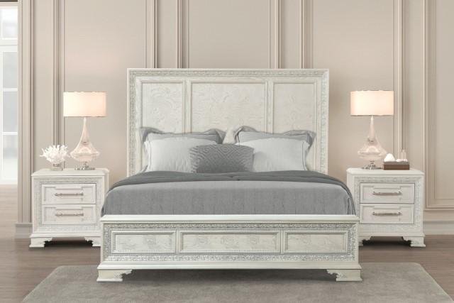 Stella Mia E.King & Queen Bed White & White - Visions in Furniture (La Mirada, CA)