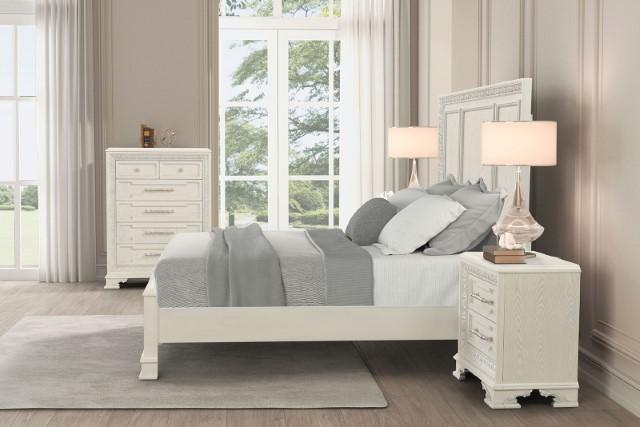 Stella Mia E.King & Queen Bed White & White - Visions in Furniture (La Mirada, CA)