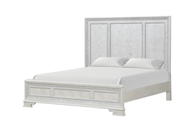 Stella Mia E.King & Queen Bed White & White - Visions in Furniture (La Mirada, CA)