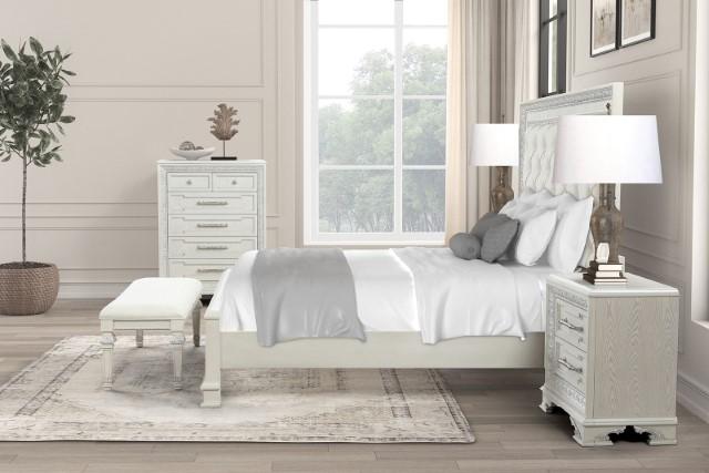 Stella Mia E.King & Queen Bed White & White - Visions in Furniture (La Mirada, CA)