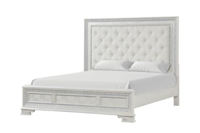 Stella Mia E.King & Queen Bed White & White - Visions in Furniture (La Mirada, CA)