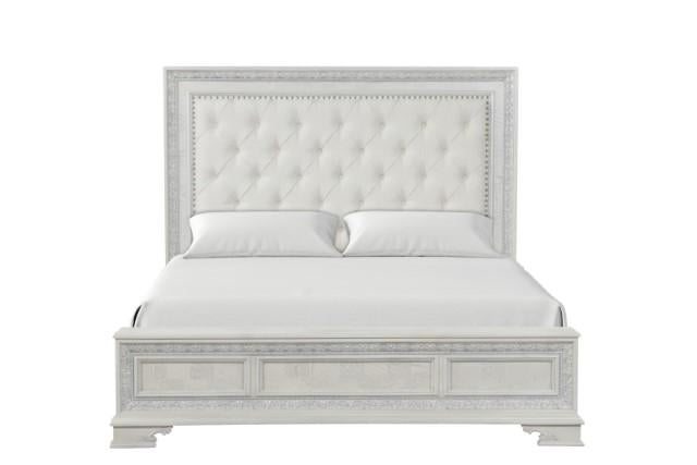 Stella Mia E.King & Queen Bed White & White - Visions in Furniture (La Mirada, CA)