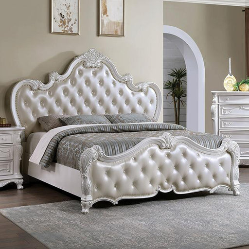 Ventresca E.King & Queen Bed White & Chrome - Visions in Furniture (La Mirada, CA)