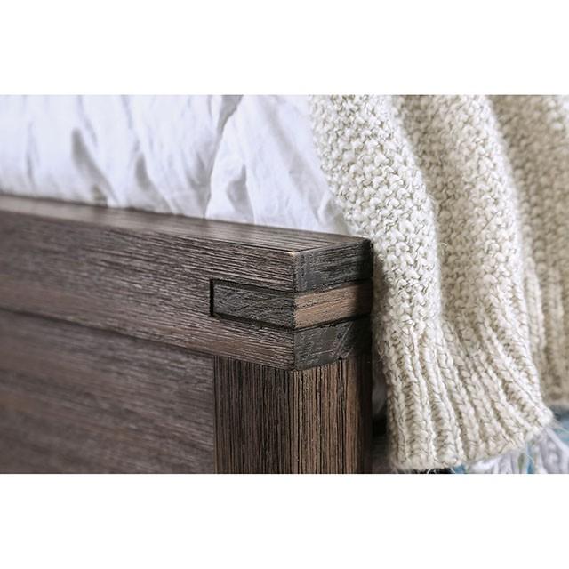 Rexburg Wire-Brushed Rustic Brown E.King & Full Bed - Visions in Furniture (La Mirada, CA)