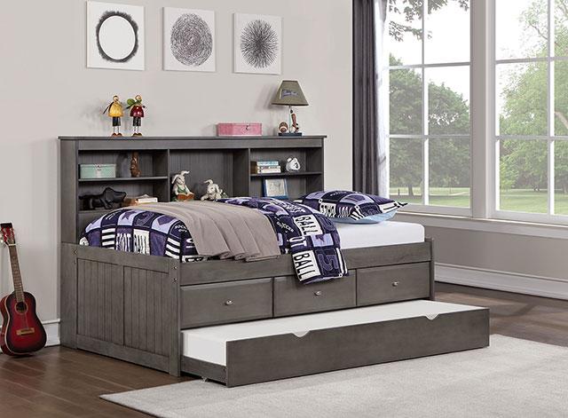 TIBALT Twin DayBed w/ Trundle, Dark Gray - Visions in Furniture (La Mirada, CA)