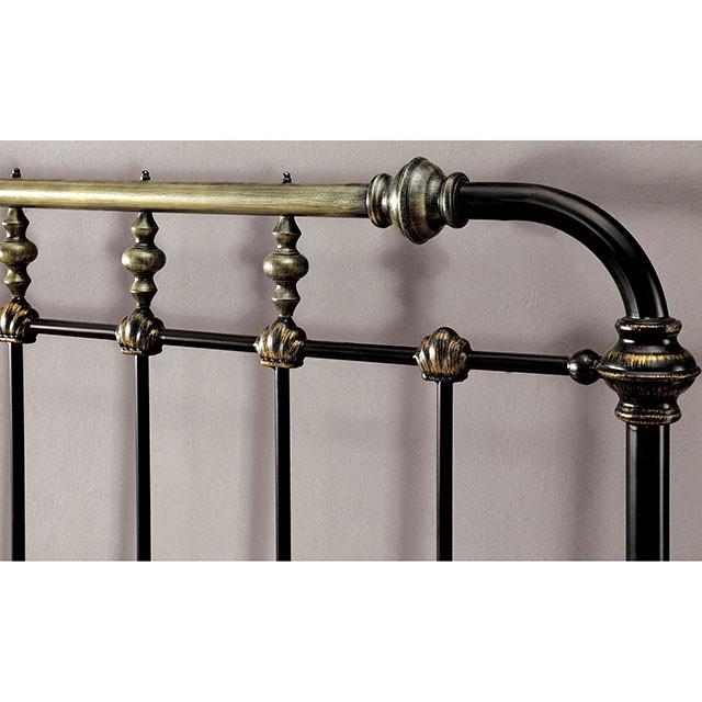 RIANA Antique Black Metal E.King, Full, Queen, & Twin Bed - Visions in Furniture (La Mirada, CA)