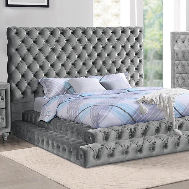 STEFANIA E.King & Queen Bed, Black & Gray - Visions in Furniture (La Mirada, CA)