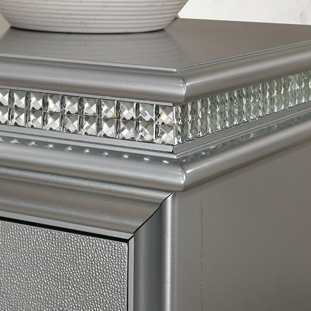 MADDIE Night Stand, Silver - Visions in Furniture (La Mirada, CA)