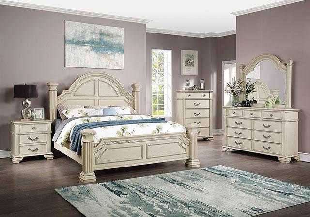 Pamphilos 4 & 5 Piece Queen Bedroom Set Gray & White - Visions in Furniture (La Mirada, CA)