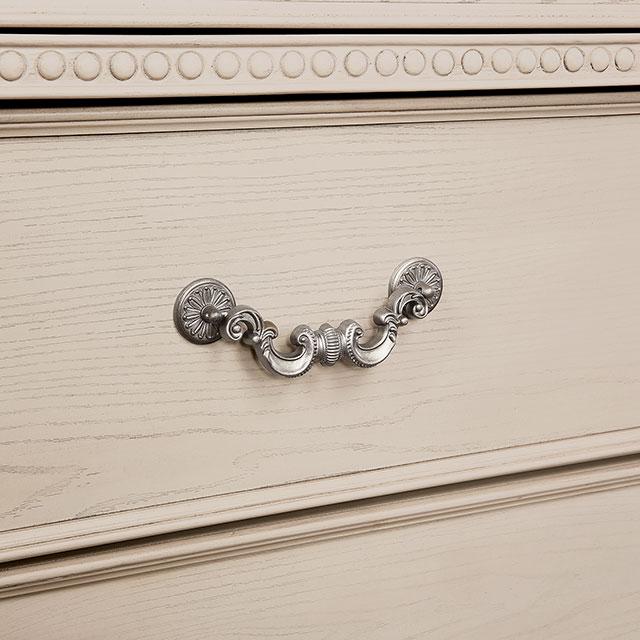 Pamphilos 4 & 5 Piece Queen Bedroom Set Gray & White - Visions in Furniture (La Mirada, CA)