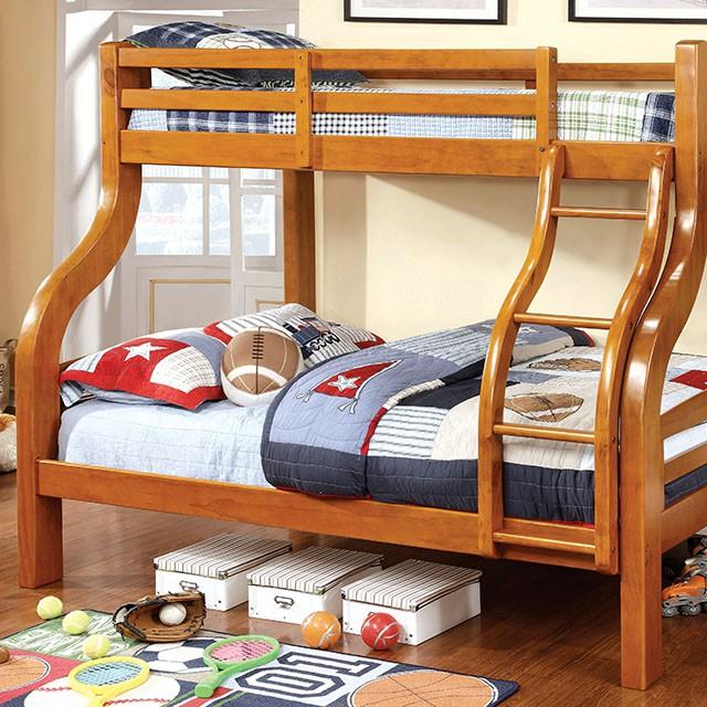 SOLPINE Gray & Oak Twin/Full Bunk Bed - Visions in Furniture (La Mirada, CA)