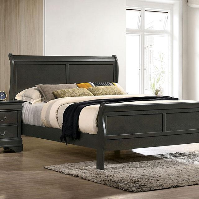 Louis Philippe E.King Bed Black, Cherry, & Gray - Visions in Furniture (La Mirada, CA)