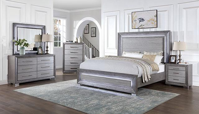 RAIDEN Cal.King, E.King, & Queen Bed, Gray - Visions in Furniture (La Mirada, CA)