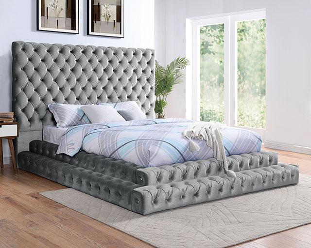 STEFANIA E.King & Queen Bed, Black & Gray - Visions in Furniture (La Mirada, CA)