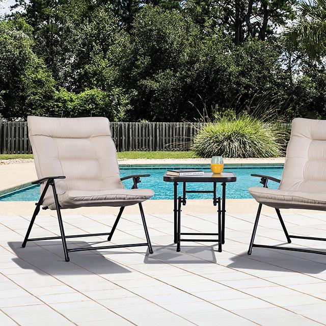 Bastia 3 Pc. Conversation Set Teal & Beige - Visions in Furniture (La Mirada, CA)