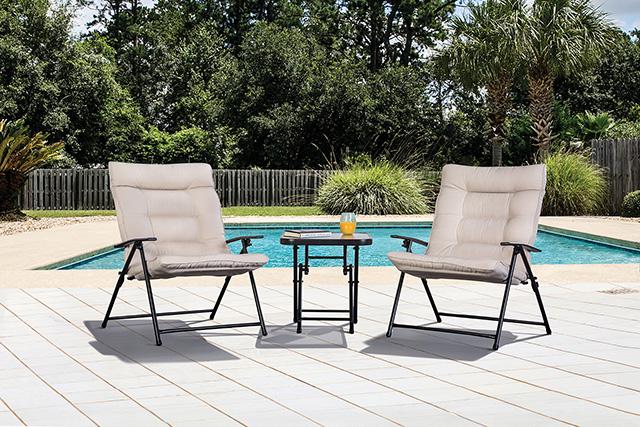 Bastia 3 Pc. Conversation Set Teal & Beige - Visions in Furniture (La Mirada, CA)