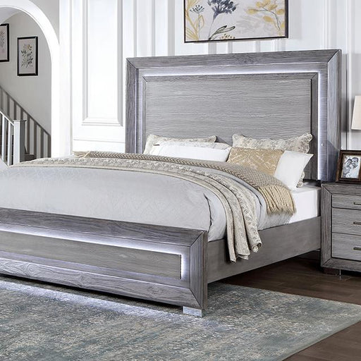 RAIDEN Cal.King, E.King, & Queen Bed, Gray - Visions in Furniture (La Mirada, CA)