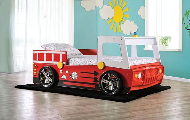 FIERSTALL Twin Bed, Red - Visions in Furniture (La Mirada, CA)