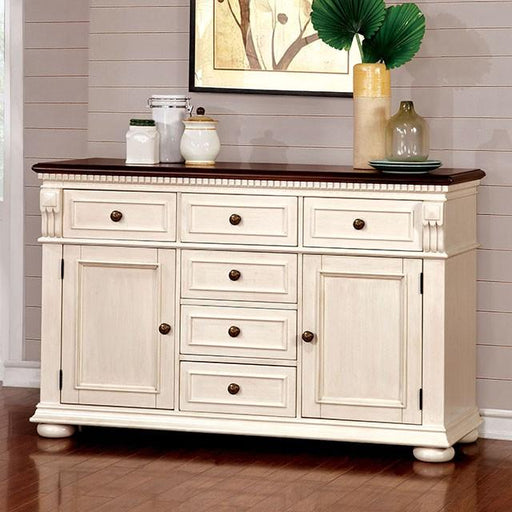 SABRINA Off White/Cherry Server, Cherry & White - Visions in Furniture (La Mirada, CA)