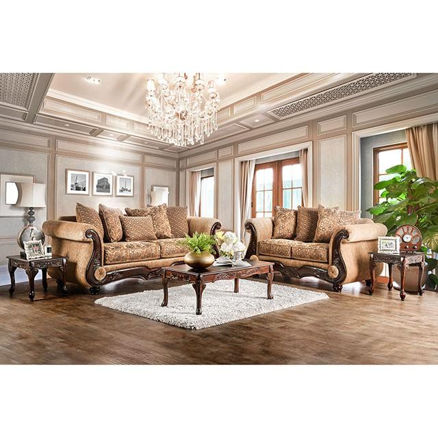 NICANOR Tan/Gold Sofa - Visions in Furniture (La Mirada, CA)