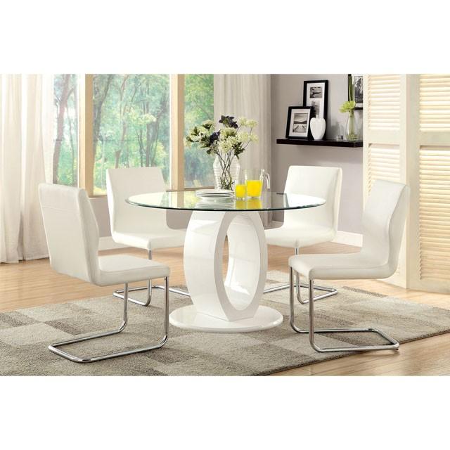 LODIA I White Round Table - Visions in Furniture (La Mirada, CA)