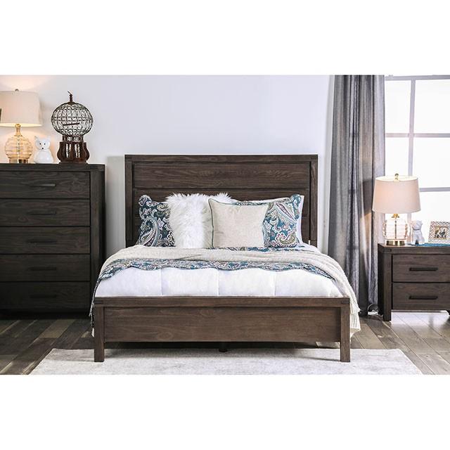 Rexburg Wire-Brushed Rustic Brown E.King & Full Bed - Visions in Furniture (La Mirada, CA)
