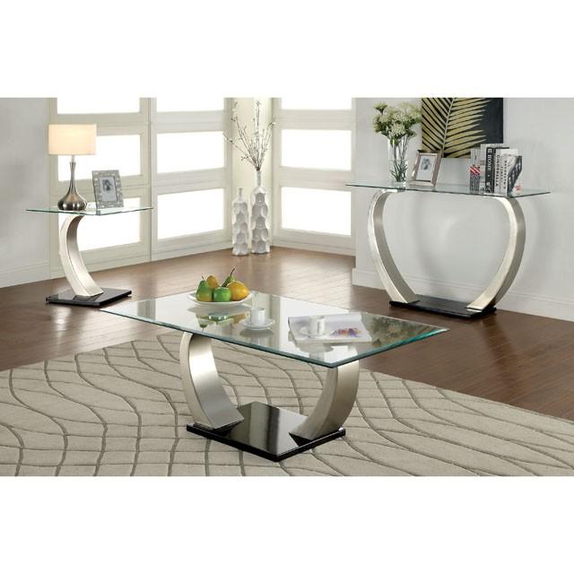ROXO Satin Plated/Black End Table - Visions in Furniture (La Mirada, CA)