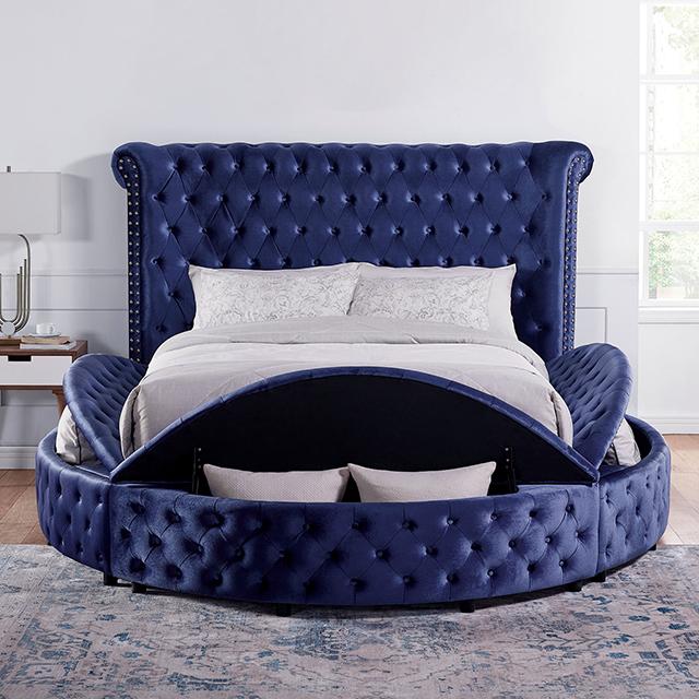 SANSOM E.King & Queen Bed, Black, Blue, & Grey - Visions in Furniture (La Mirada, CA)