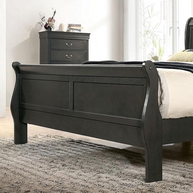Louis Philippe Cal.King Bed Black & Grey - Visions in Furniture (La Mirada, CA)