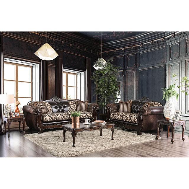 Quirino Light Brown/Dark Brown Love Seat - Visions in Furniture (La Mirada, CA)