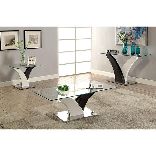 SLOANE White/Dark Gray/Chrome End Table - Visions in Furniture (La Mirada, CA)