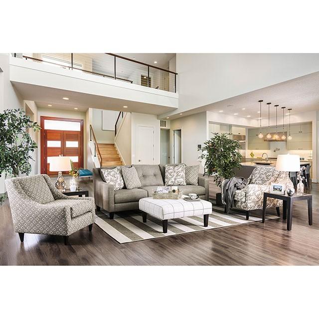 Dorset Light Gray/Pattern Square Chair - Visions in Furniture (La Mirada, CA)