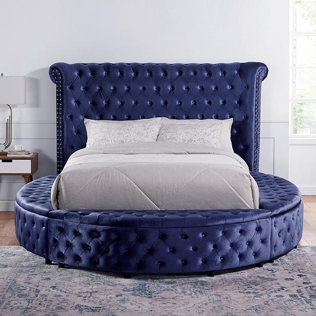 SANSOM E.King & Queen Bed, Black, Blue, & Grey - Visions in Furniture (La Mirada, CA)