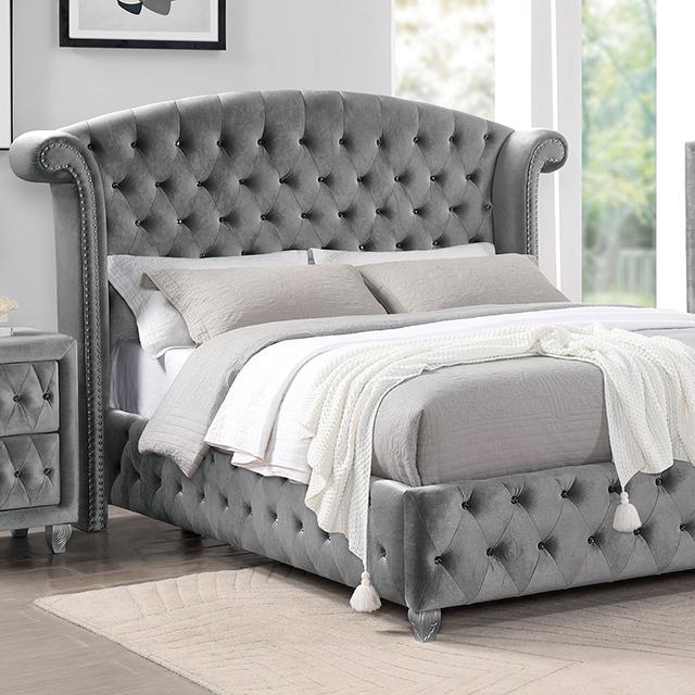 Zohar Queen & Twin Bed Black, Grey, & Pink - Visions in Furniture (La Mirada, CA)