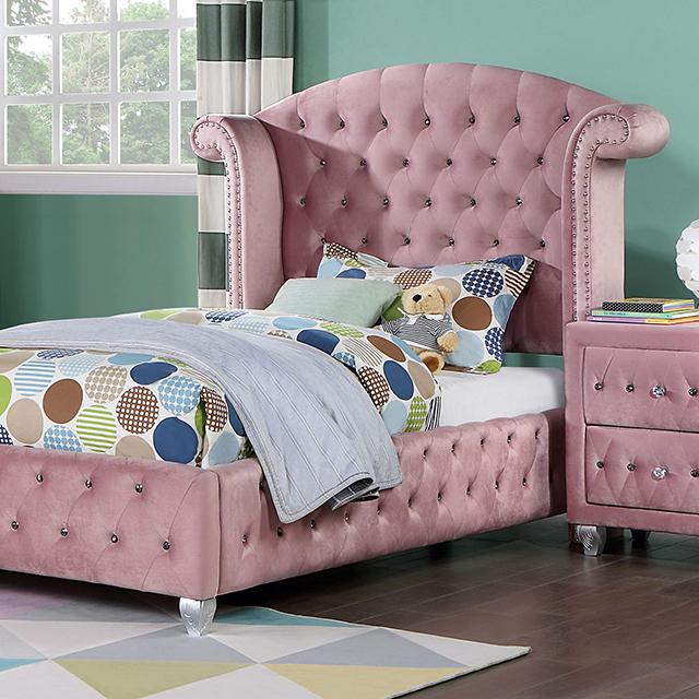 Zohar Queen & Twin Bed Black, Grey, & Pink - Visions in Furniture (La Mirada, CA)
