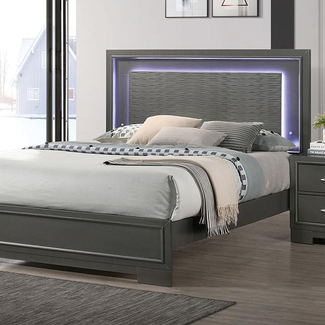 ALISON Cal.King, E.King, Full, Queen Bed, Dark Walnut - Visions in Furniture (La Mirada, CA)