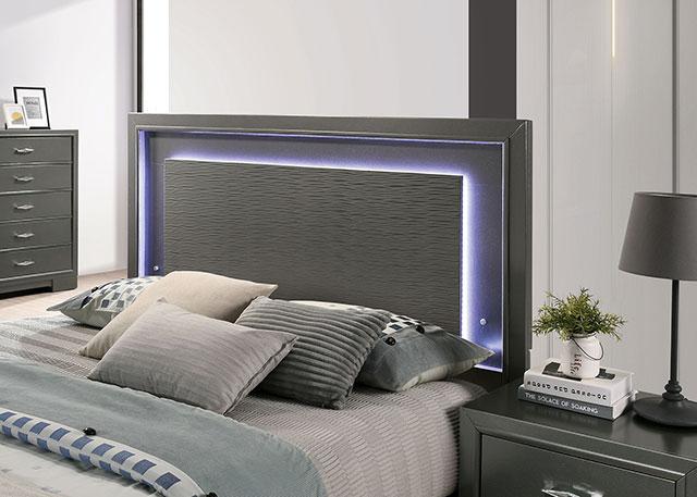 ALISON Cal.King, E.King, Full, Queen Bed, Dark Walnut - Visions in Furniture (La Mirada, CA)