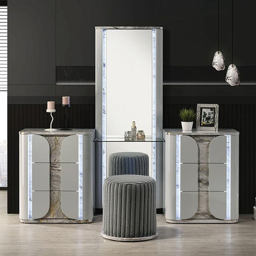 Cleburne Vanity Set with Stool - Visions in Furniture (La Mirada, CA)