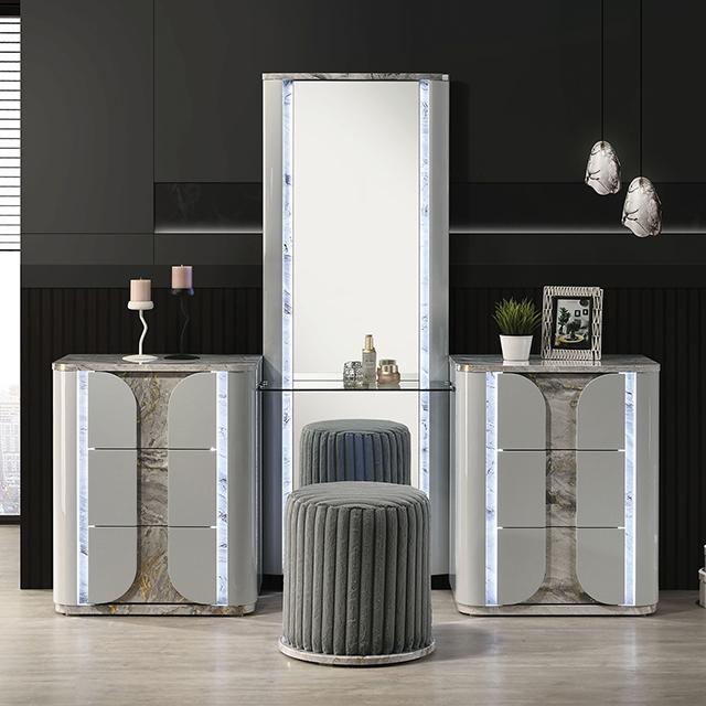 Cleburne Vanity Set with Stool - Visions in Furniture (La Mirada, CA)