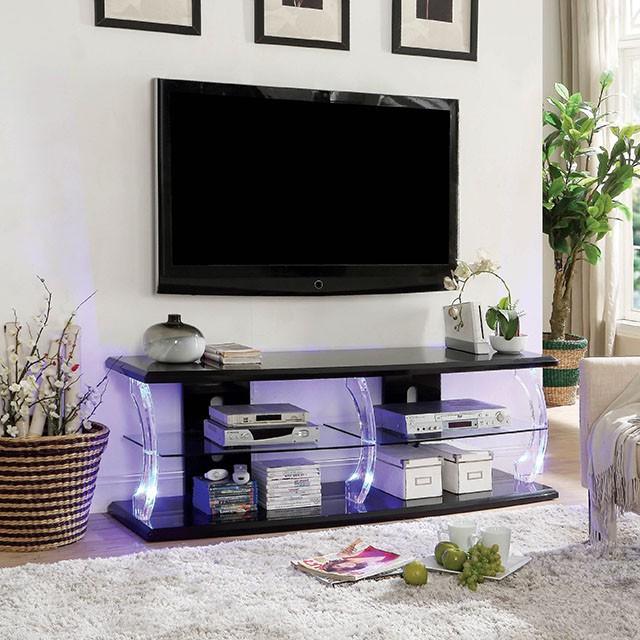 Ernst Black/Clear 60" TV Stand - Visions in Furniture (La Mirada, CA)