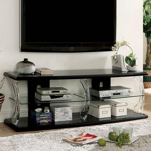 Ernst Black/Clear 60" TV Stand - Visions in Furniture (La Mirada, CA)