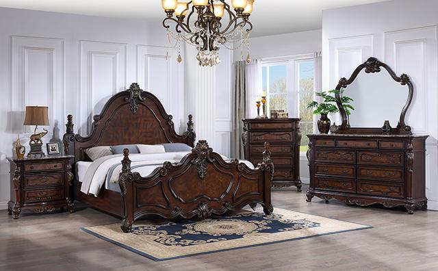 Francione Bed Chrome & Cherry - Visions in Furniture (La Mirada, CA)