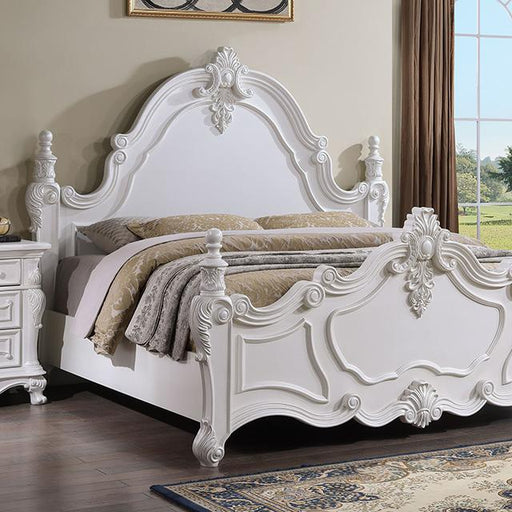 Francione E.King & Queen Bed White & Chrome - Visions in Furniture (La Mirada, CA)
