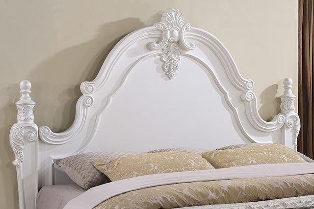 Francione E.King & Queen Bed White & Chrome - Visions in Furniture (La Mirada, CA)